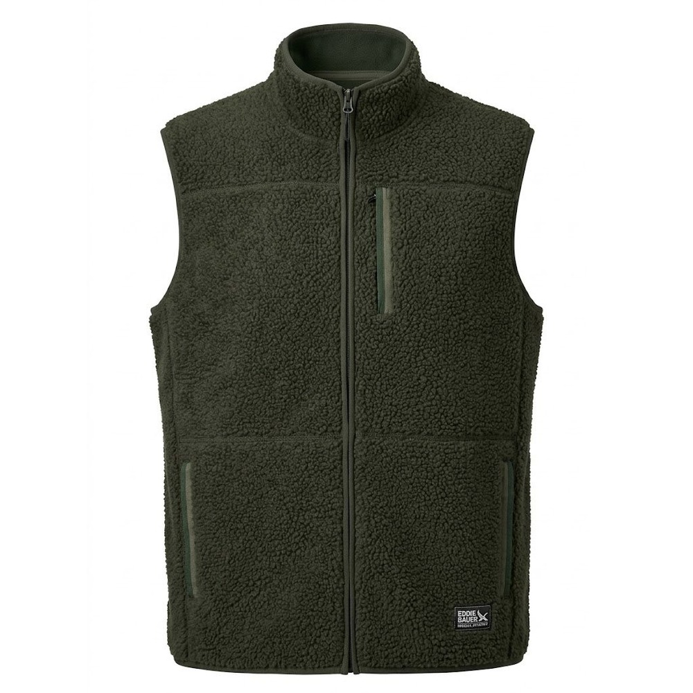 NEW Eddie Bauer Mens Chilali Deep Pile Sherpa Fleece Vest Green XL Hiking